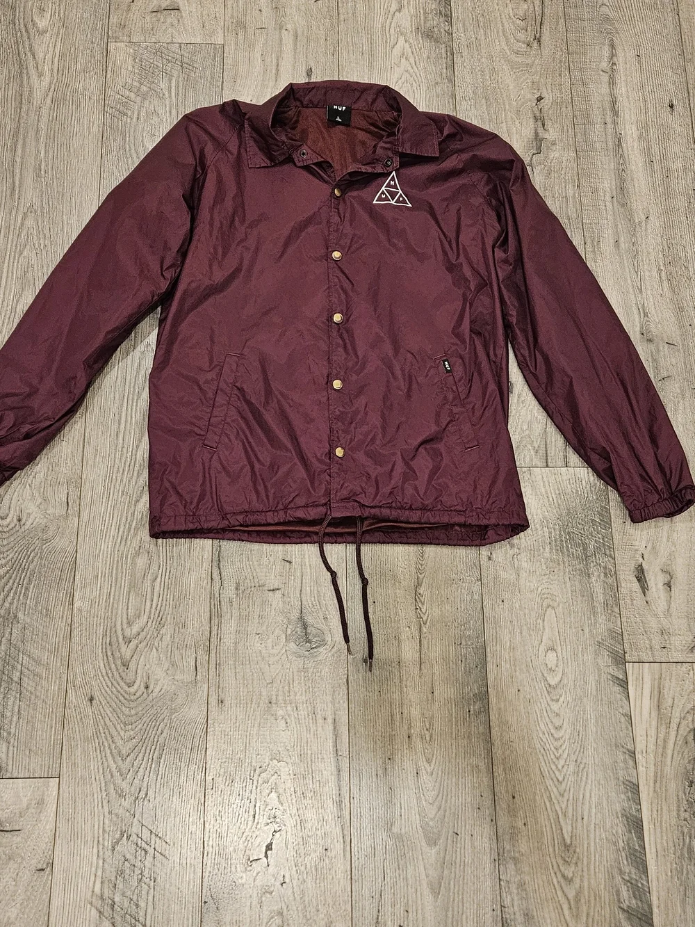 HUF Triple Triangle Men's Maroon Windbreaker Coach Jacket Sz. L